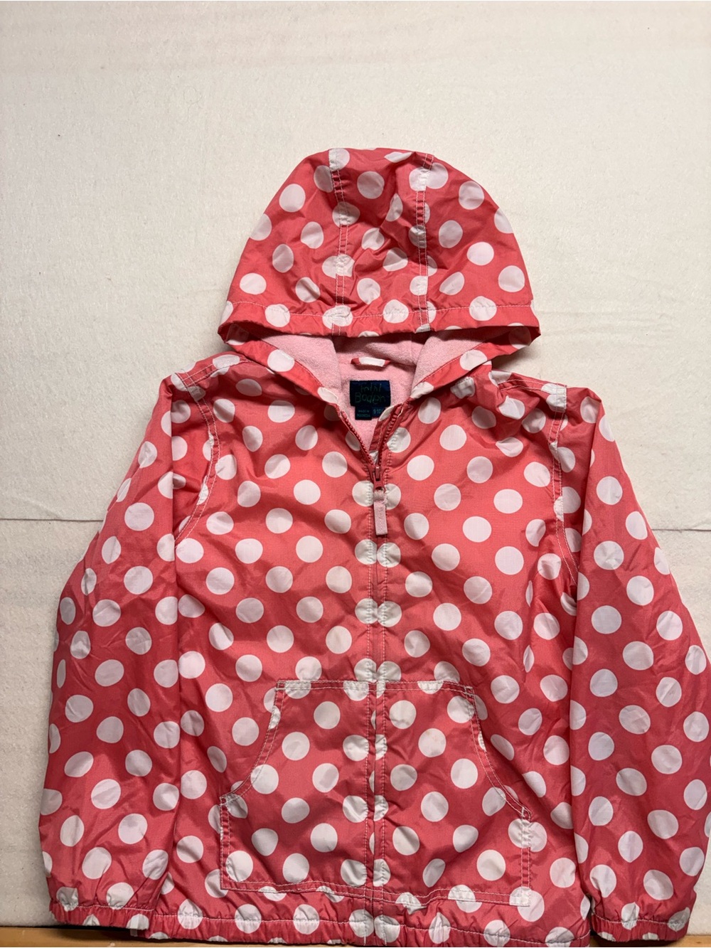 Mini Boden Pink Terry-Lined Hoodie with Navy Label